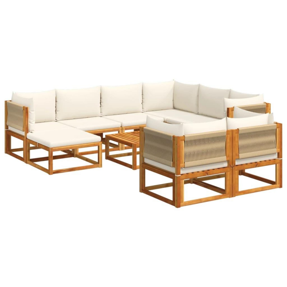 VIDAXL Salon de jardin avec coussins 10 pcs bois d'acacia solide