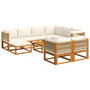 Voir la diapositive 2 : VIDAXL Salon de jardin avec coussins 10 pcs bois d'acacia solide