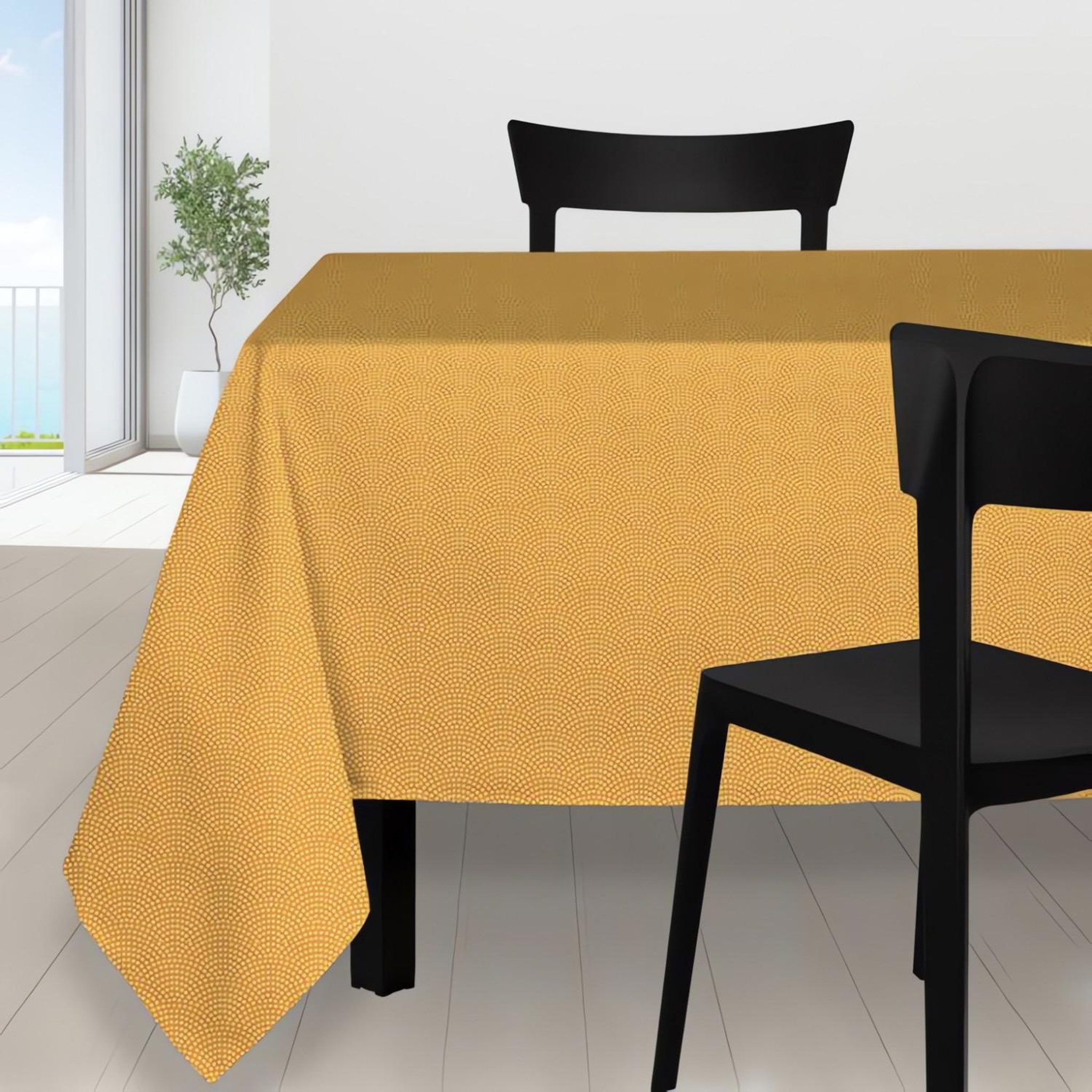 SOLEIL D'OCRE Nappe anti-tâches PAON blanc, par Soleil d'Ocre
