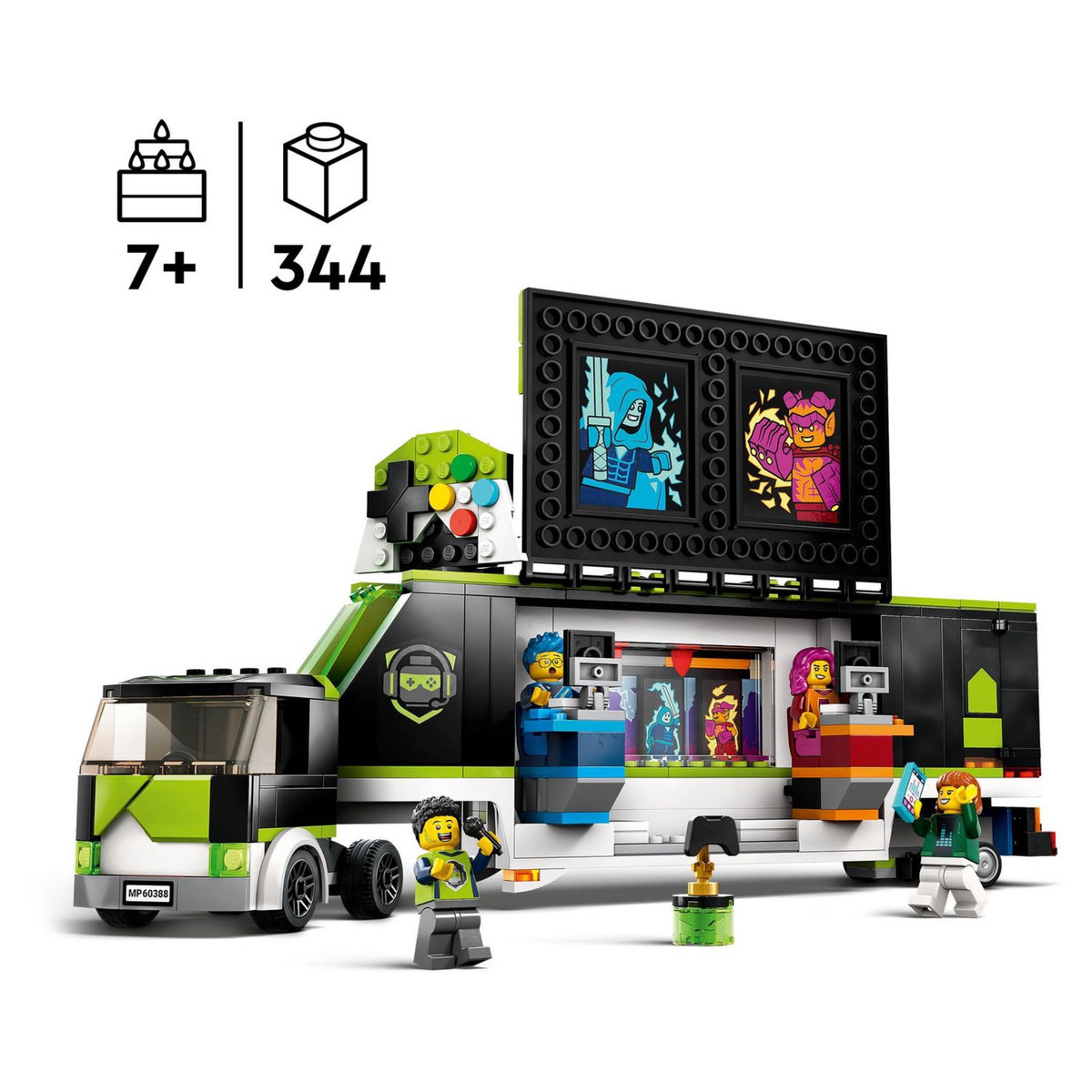 LEGO City 60388 Camion des tournois de jeux vidéos, Jouet de Véhicules eSports, avec Minifigurines pour Gameur