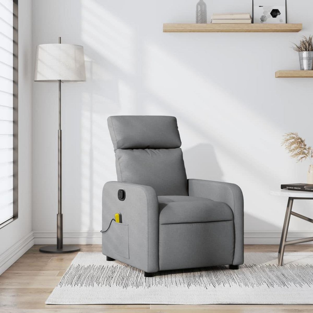 VIDAXL Fauteuil de massage inclinable Gris clair Tissu