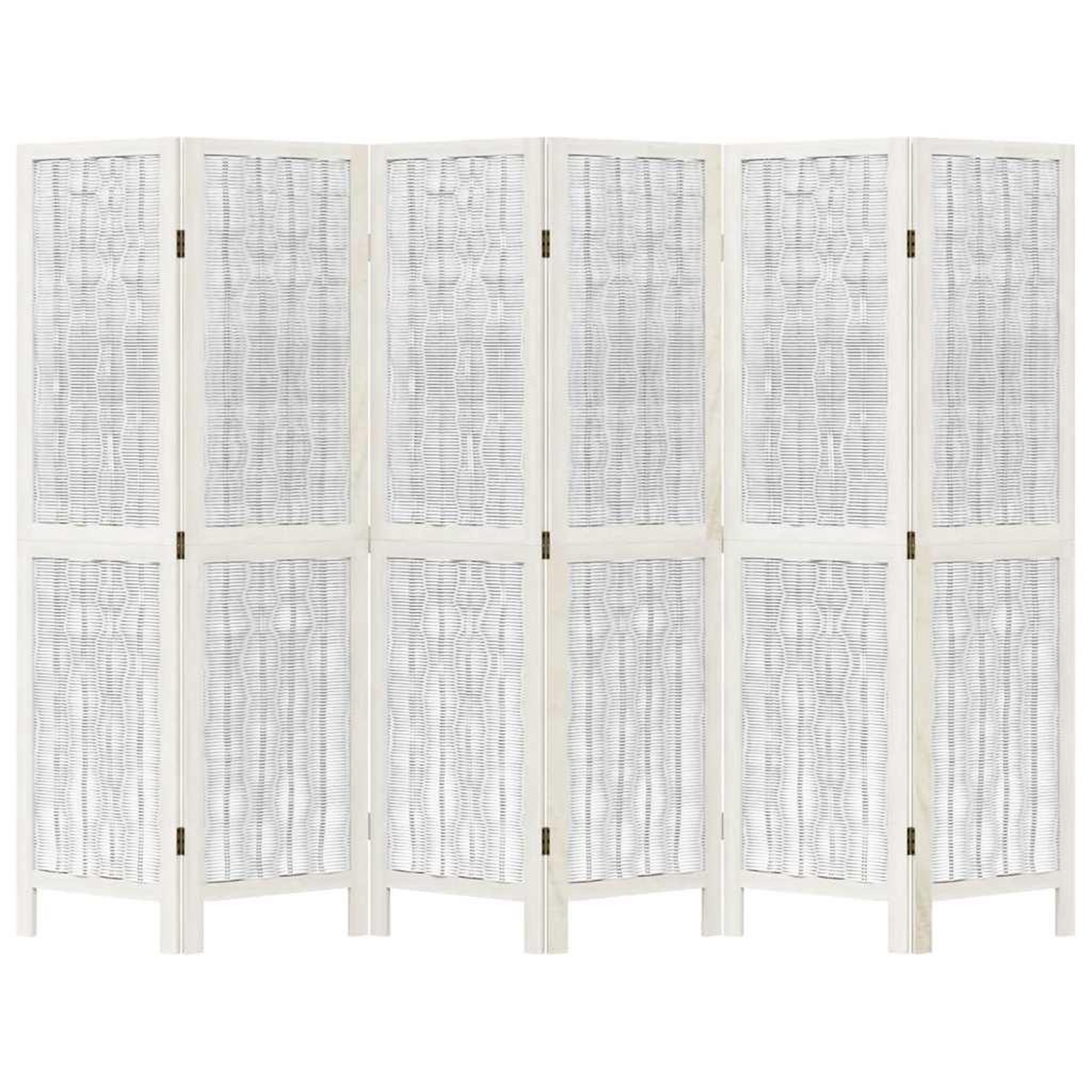 Voir la diapositive 4 : VIDAXL Cloison de separation 6 panneaux blanc bois de paulownia massif