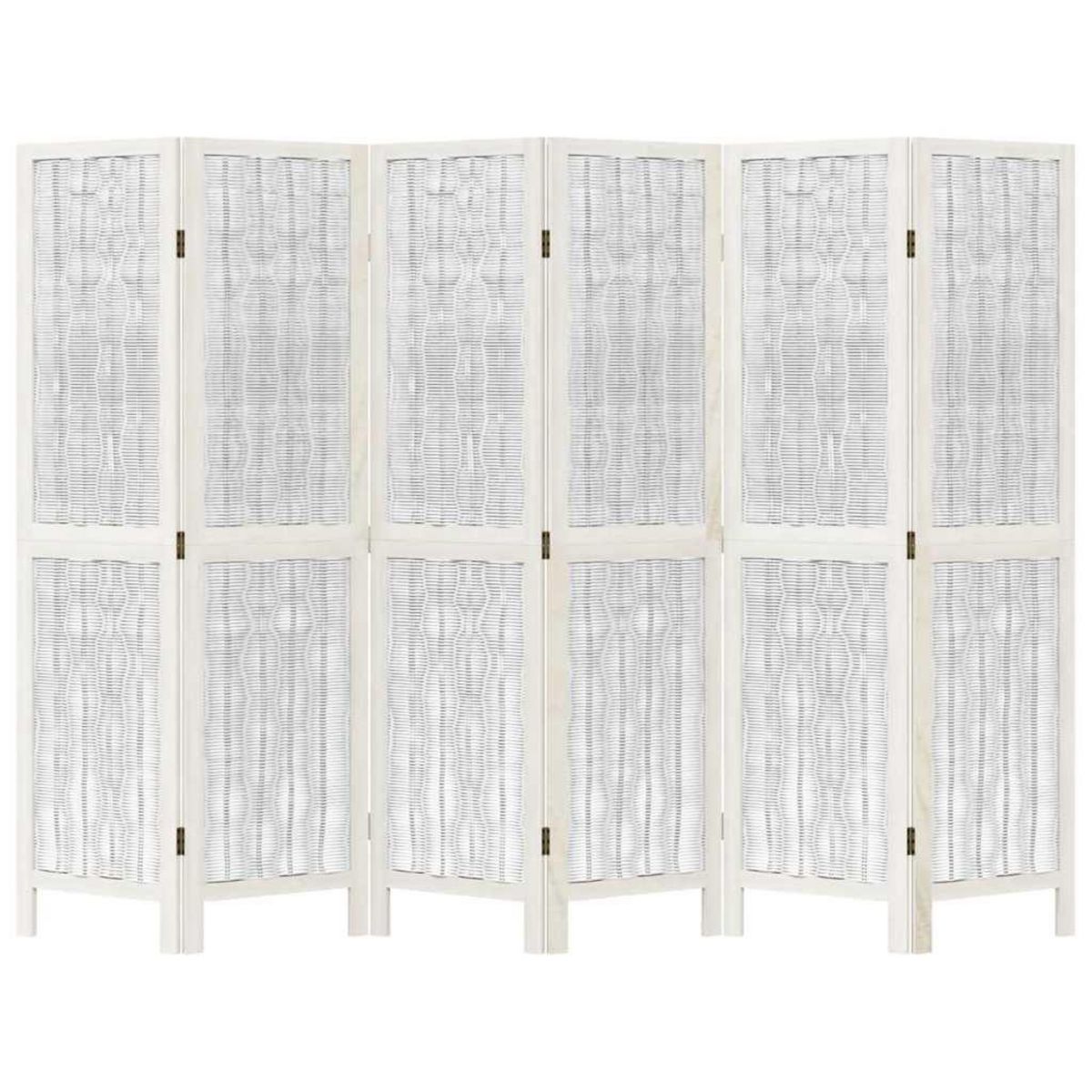 VIDAXL Cloison de separation 6 panneaux blanc bois de paulownia massif