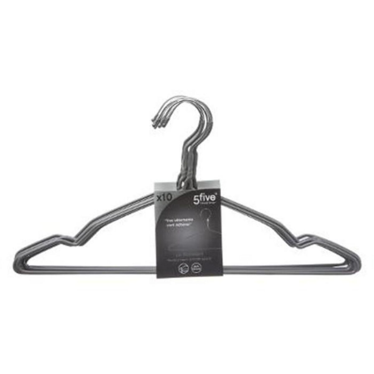 FIVE Lot de 10 Cintres en Métal 40cm Gris