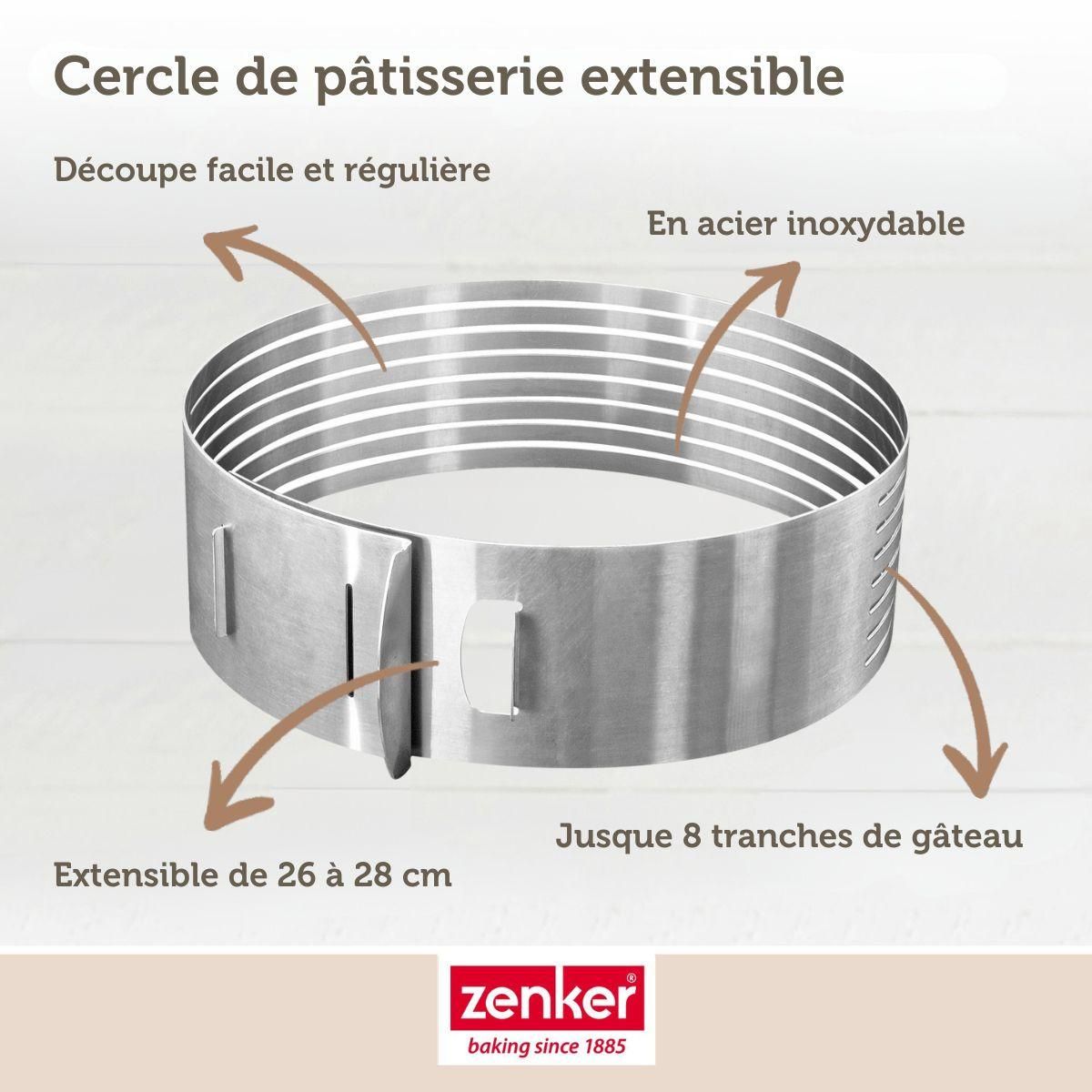 ZENKER Cercle à pâtisserie pour trancher les gâteaux en étages 26 à 28 cm Zenker Smart Pastry