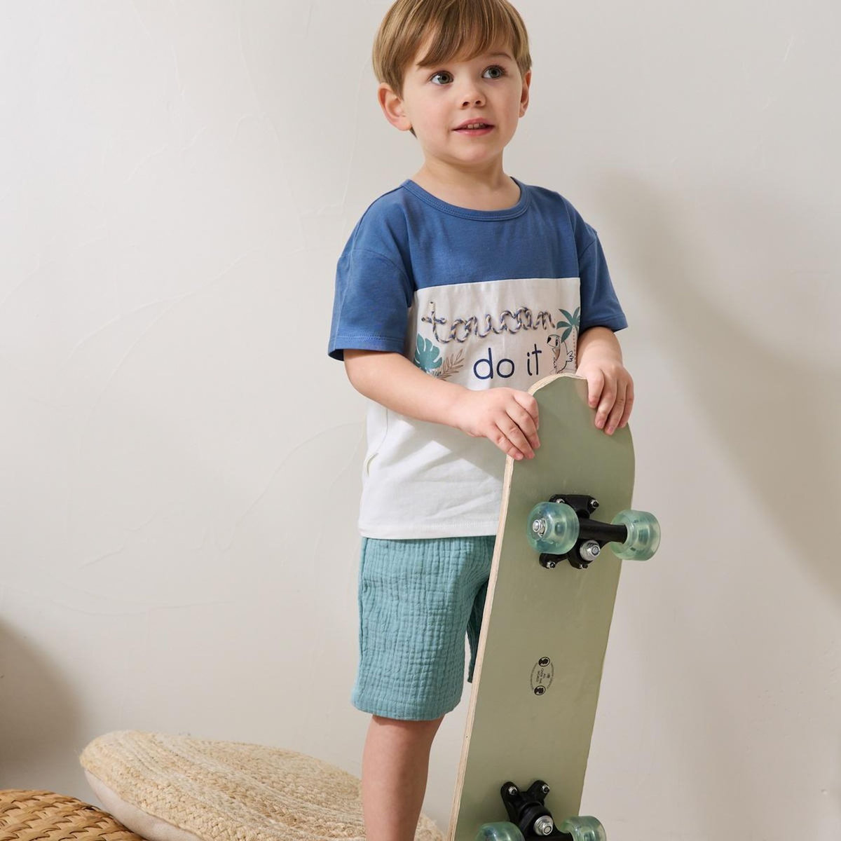 Petit Béguin Ensemble enfant t-shirt et short en gaze de coton Toucana