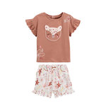 Petit Béguin Ensemble enfant t-shirt et short en gaze de coton Arizona. Coloris disponibles : Orange