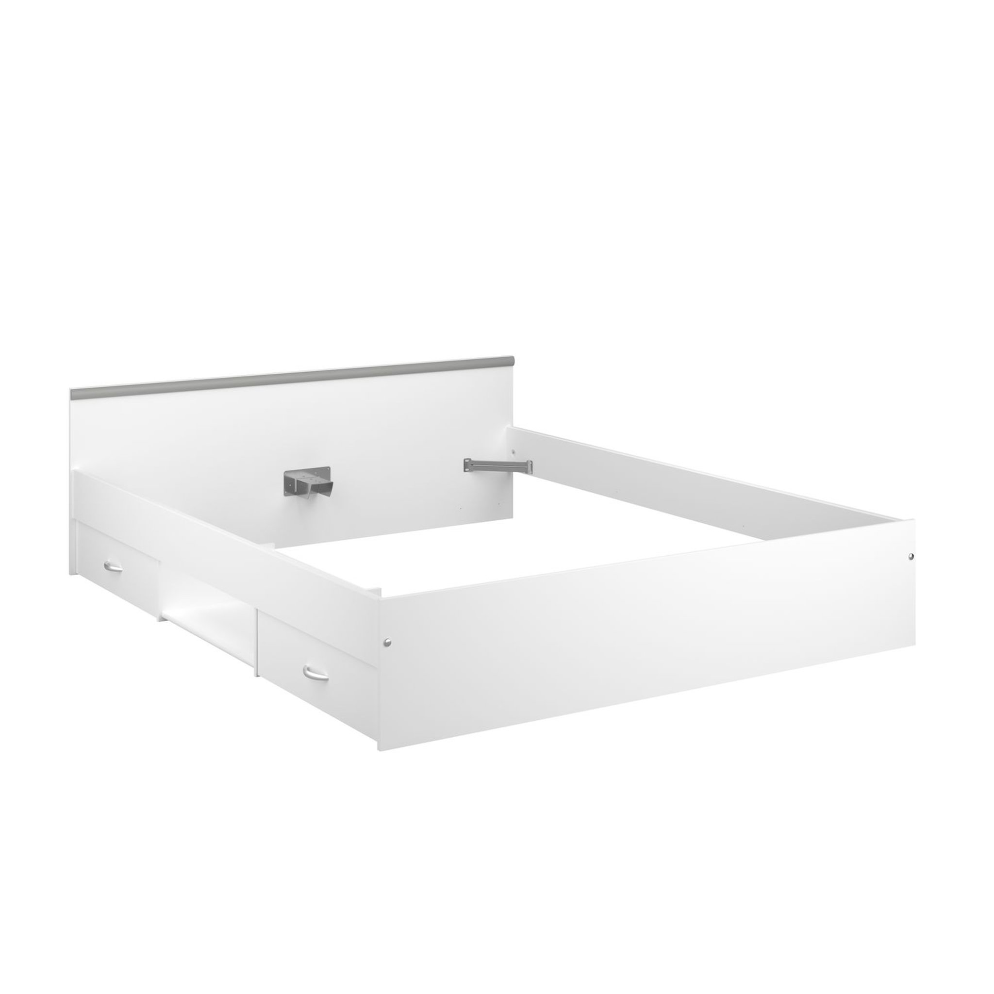 Voir la diapositive 2 : Lit double adulte 160x200 cm 2 tiroirs 1 niche DOWNTON 