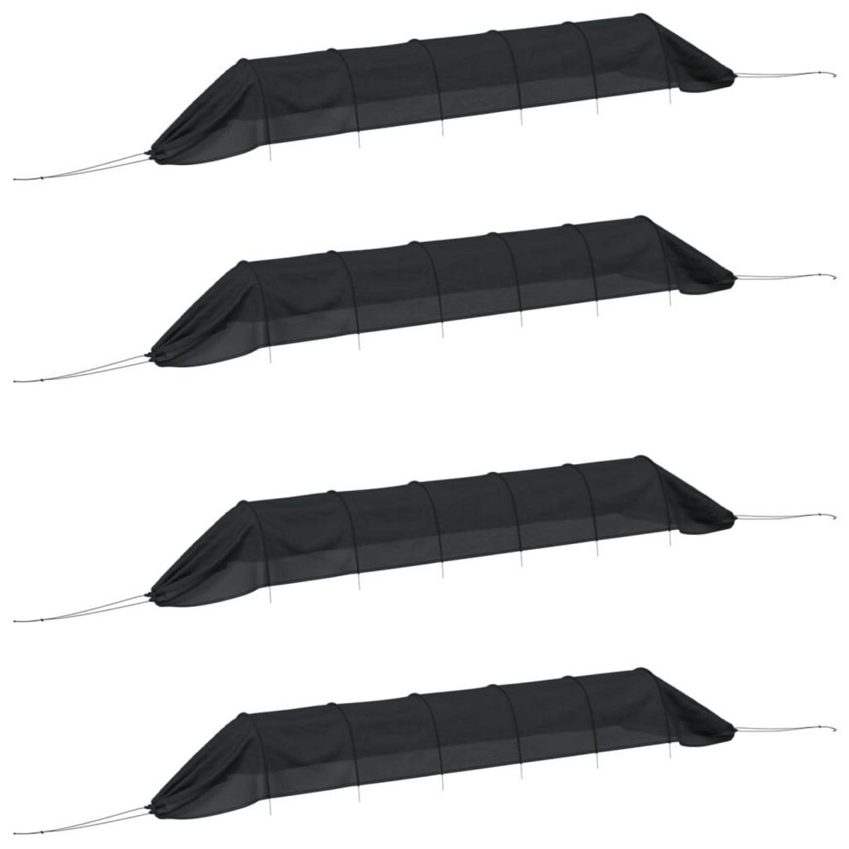 VIDAXL Tunnels en filet 4 pcs noir acier et polyethylene