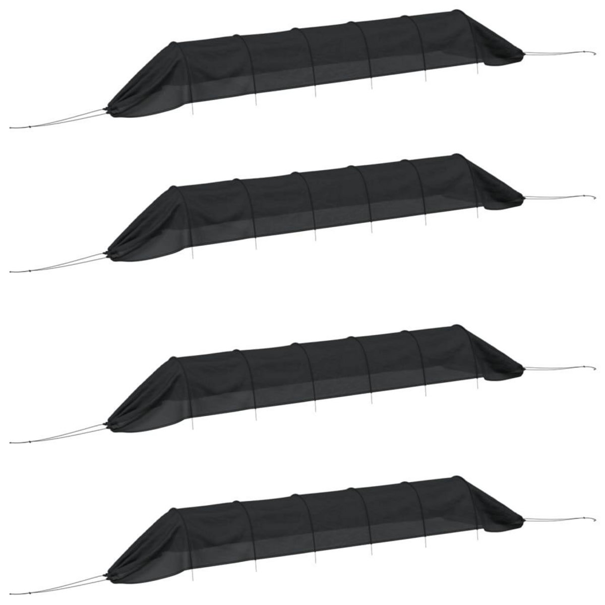 VIDAXL Tunnels en filet 4 pcs noir acier et polyethylene