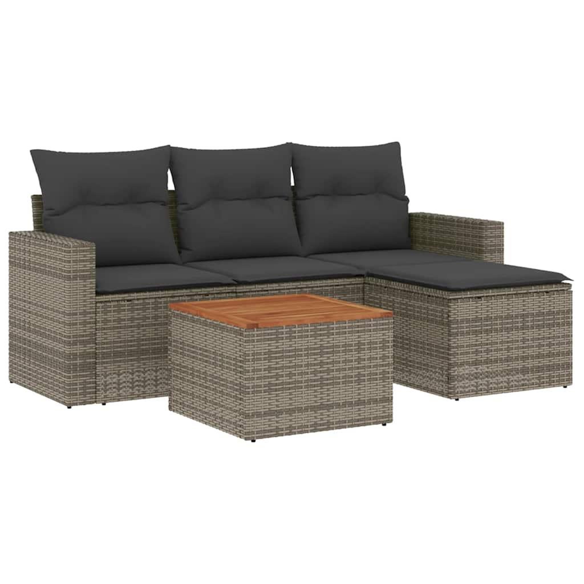 Voir la diapositive 2 : VIDAXL Salon de jardin 5 pcs avec coussins gris resine tressee
