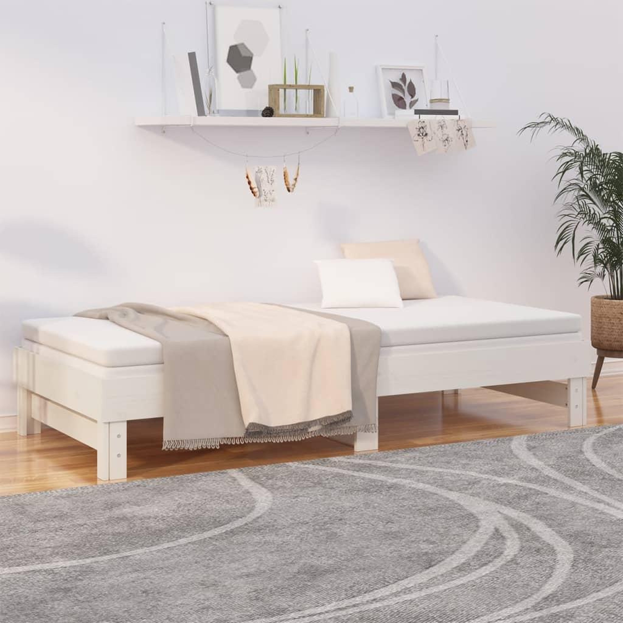 Voir la diapositive 4 : VIDAXL Lit coulissant sans matelas blanc 2x(100x200) cm