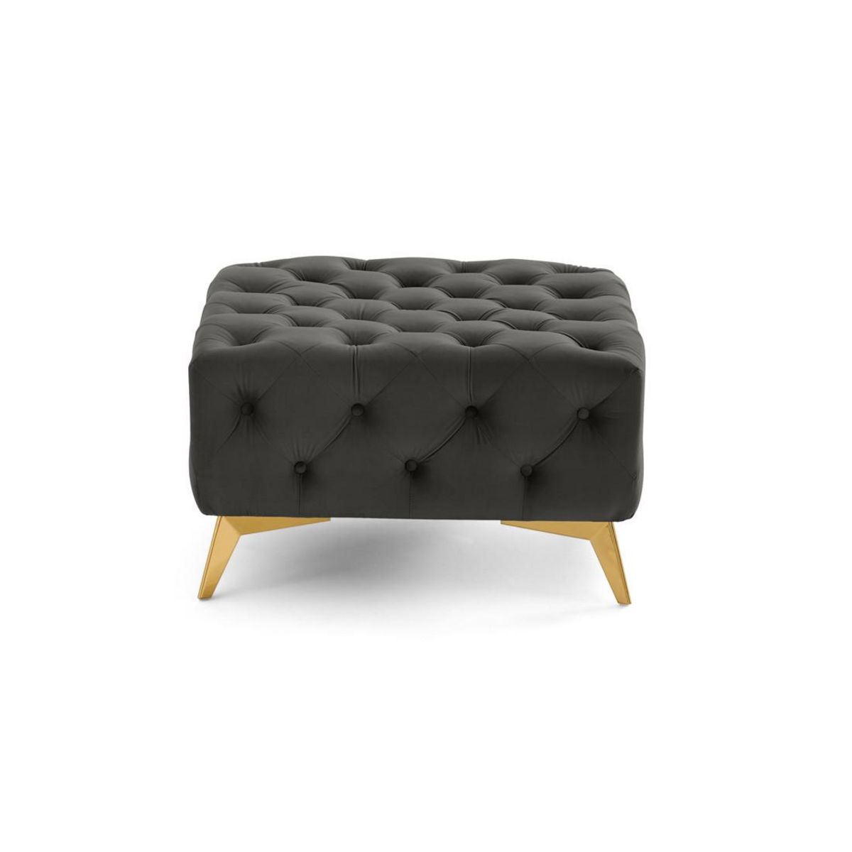 LISA DESIGN Camden - pouf chesterfield en velours - pieds en métal doré