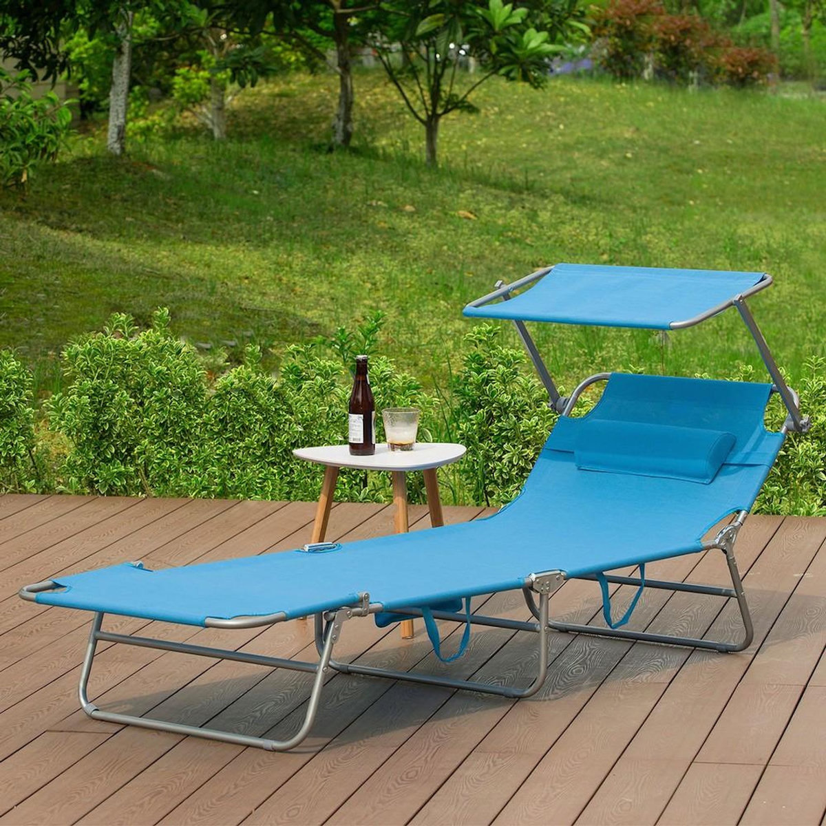 SOBUY SoBuy - Chaise Longue Réglable Pare-Soleil - Fonctionnel - OGS48