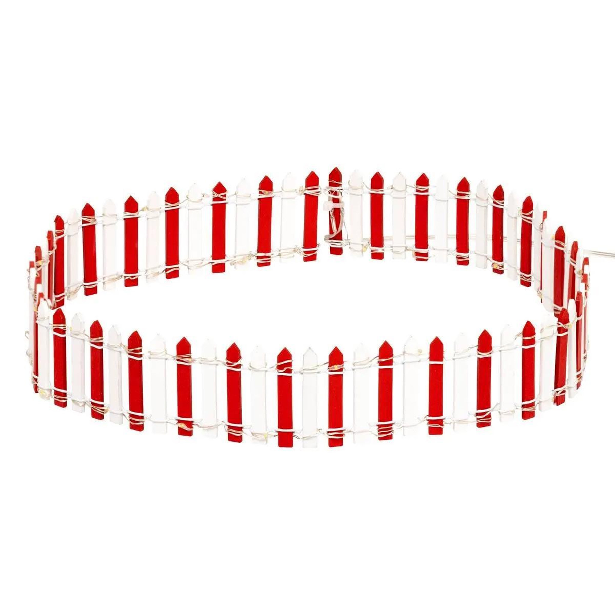 Voir la diapositive 2 : FEERIC LIGHT & CHRISTMAS Accessoire village de noël  barrière  9cm rouge & blanc