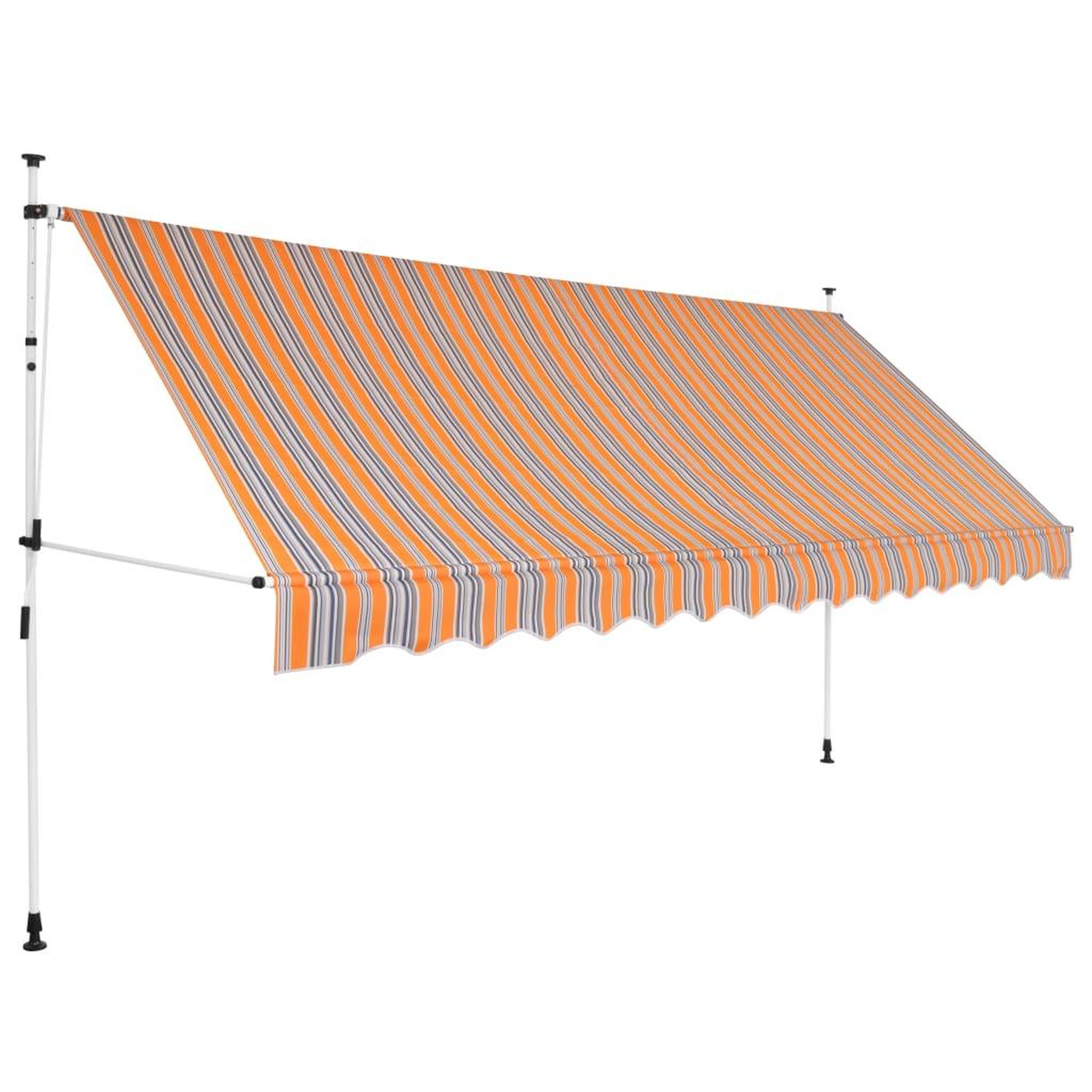 Voir la diapositive 1 : VIDAXL Auvent retractable manuel 400 cm Rayures jaunes et bleues
