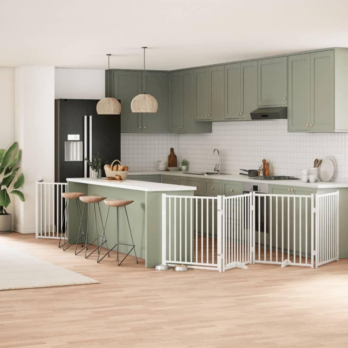 VIDAXL Barriere pour chien porte pliable 10 panneaux bois de peuplier