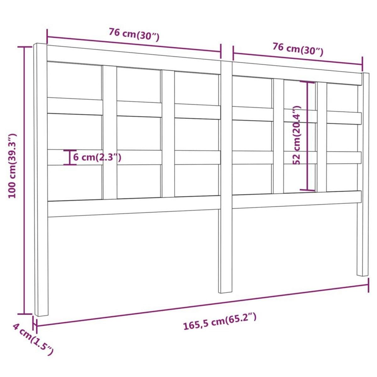VIDAXL Tete de lit blanc 165,5x4x100 cm bois massif de pin