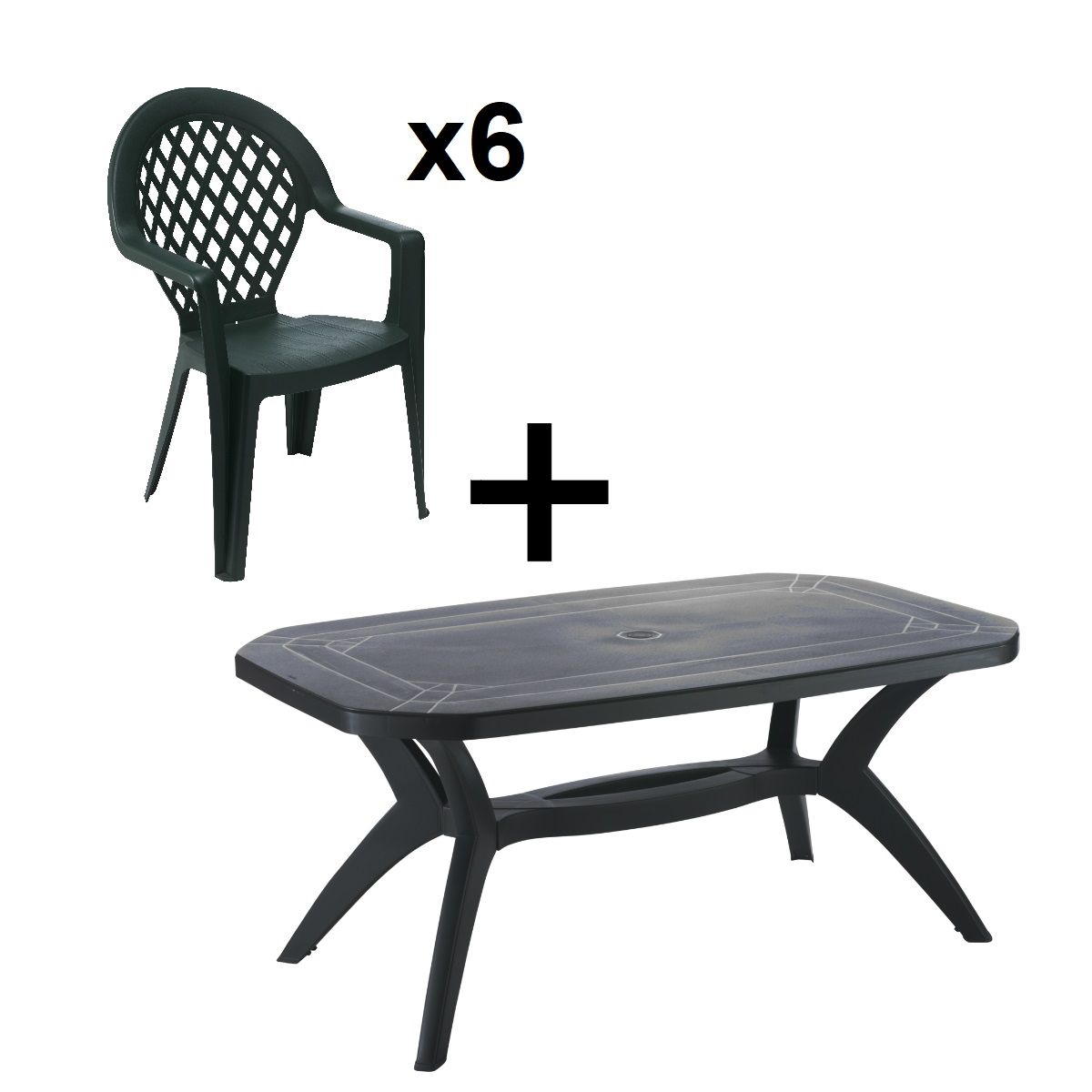 GROSFILLEX Salon de jardin 6 personnes anthracite MADISON