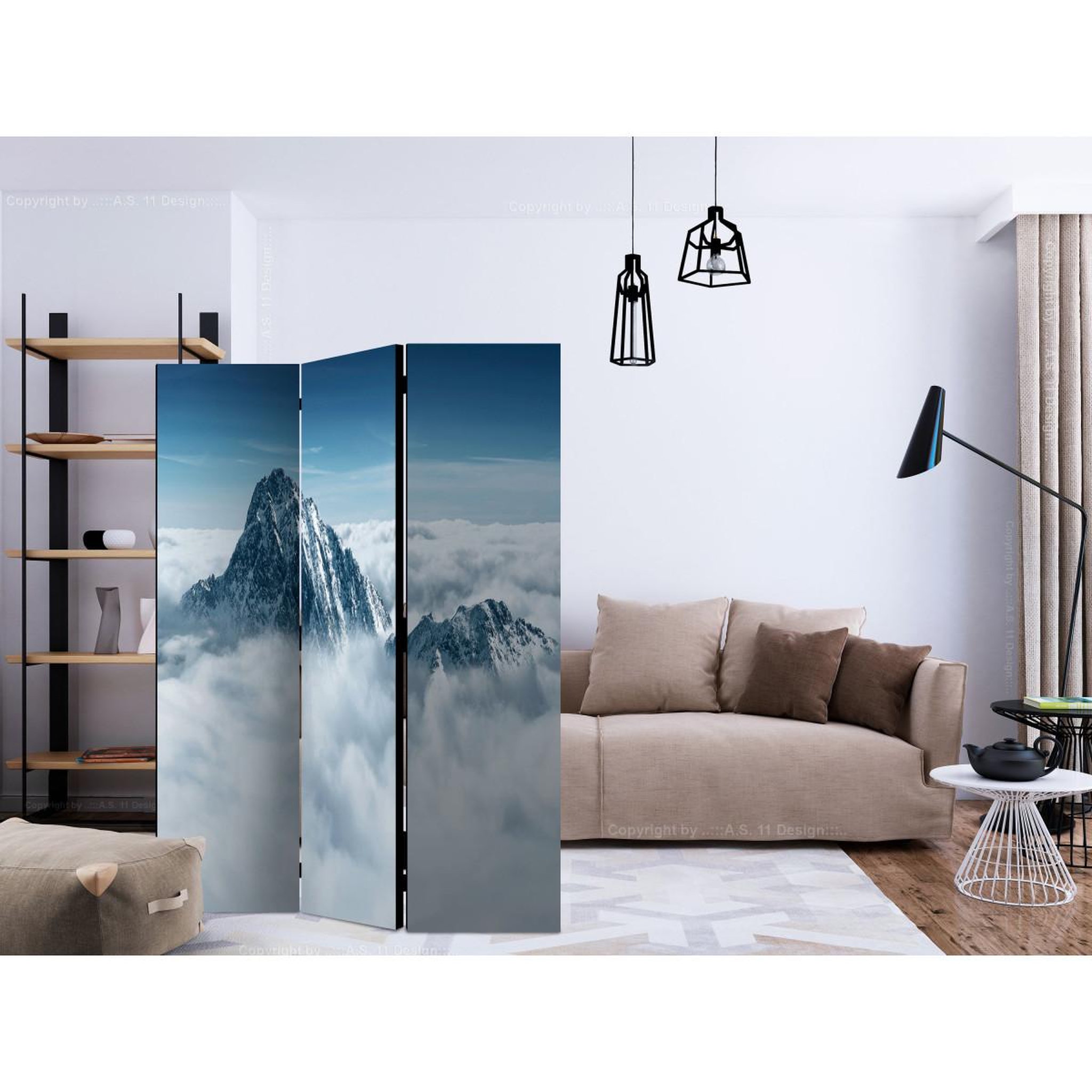 Voir la diapositive 2 : Paris Prix Paravent 3 volets  mountain in the clouds  135x172cm