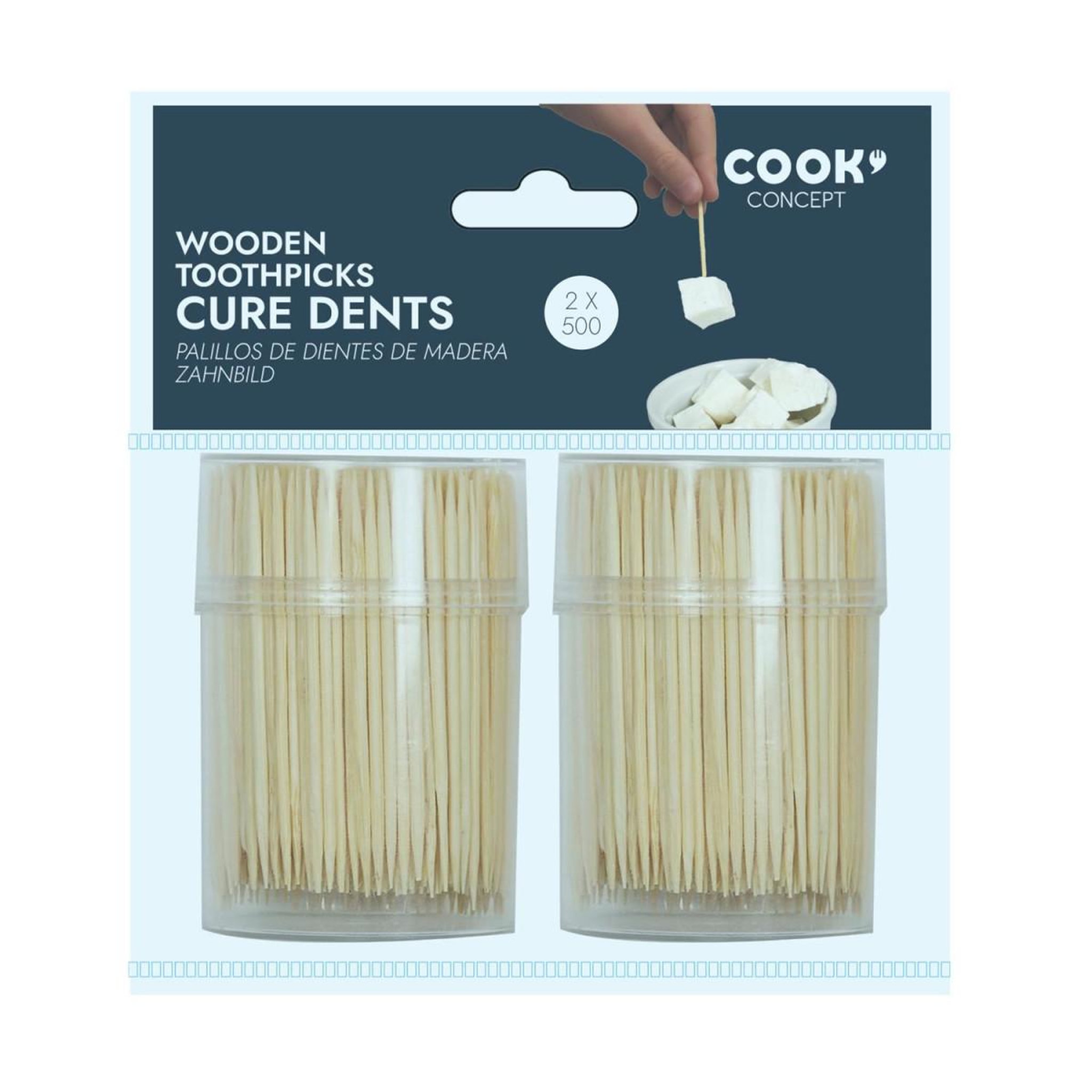 COOK CONCEPT Lot de 2 pots à cure-dents  bambou  7cm beige