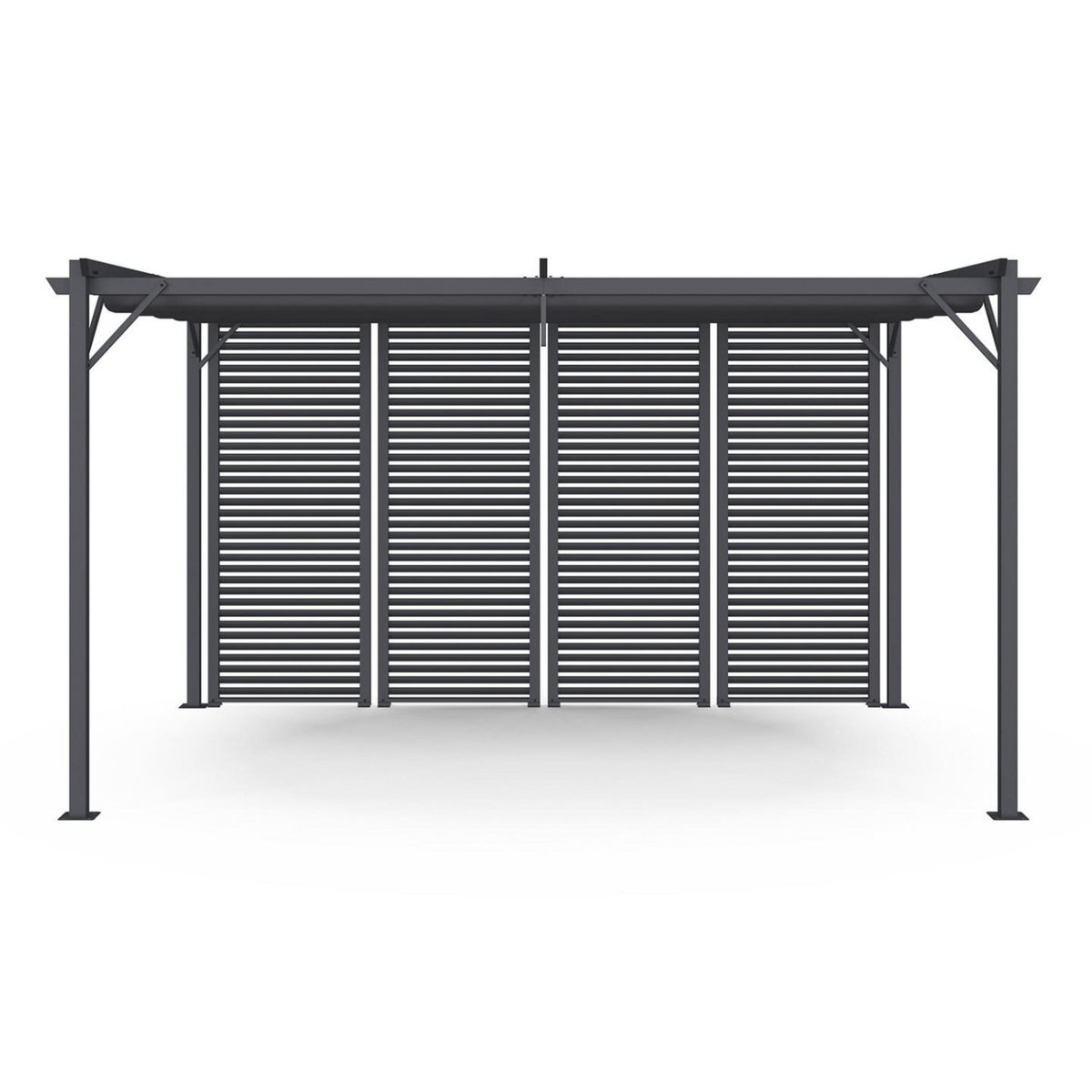 ID MARKET Pergola édition collector persienne toit rétractable 3x4M 4 pans modulables gris anthracite