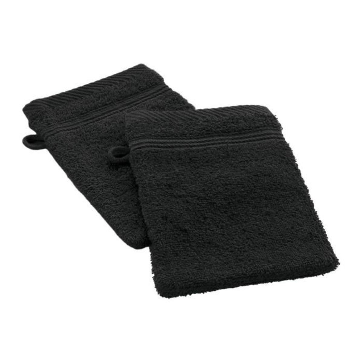 Paris Prix Lot de 2 Gants de Toilette  Tendresse  15x21cm Noir