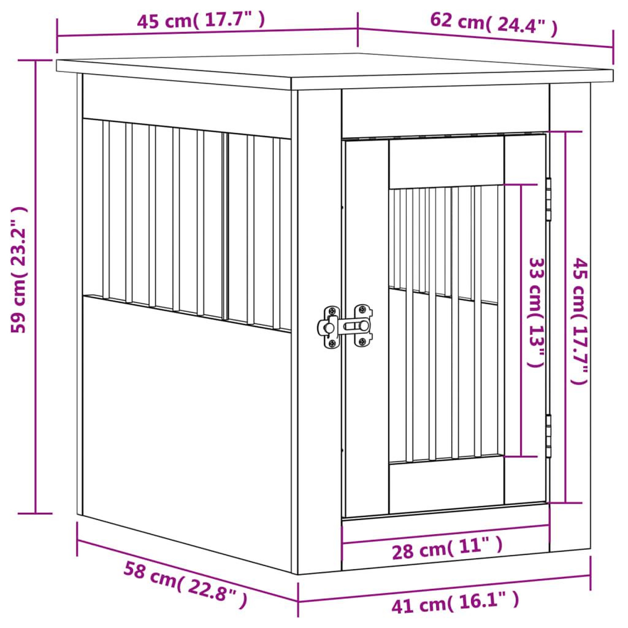 Voir la diapositive 6 : VIDAXL Meuble de cage pour chiens sonoma gris 45x62x59 cm