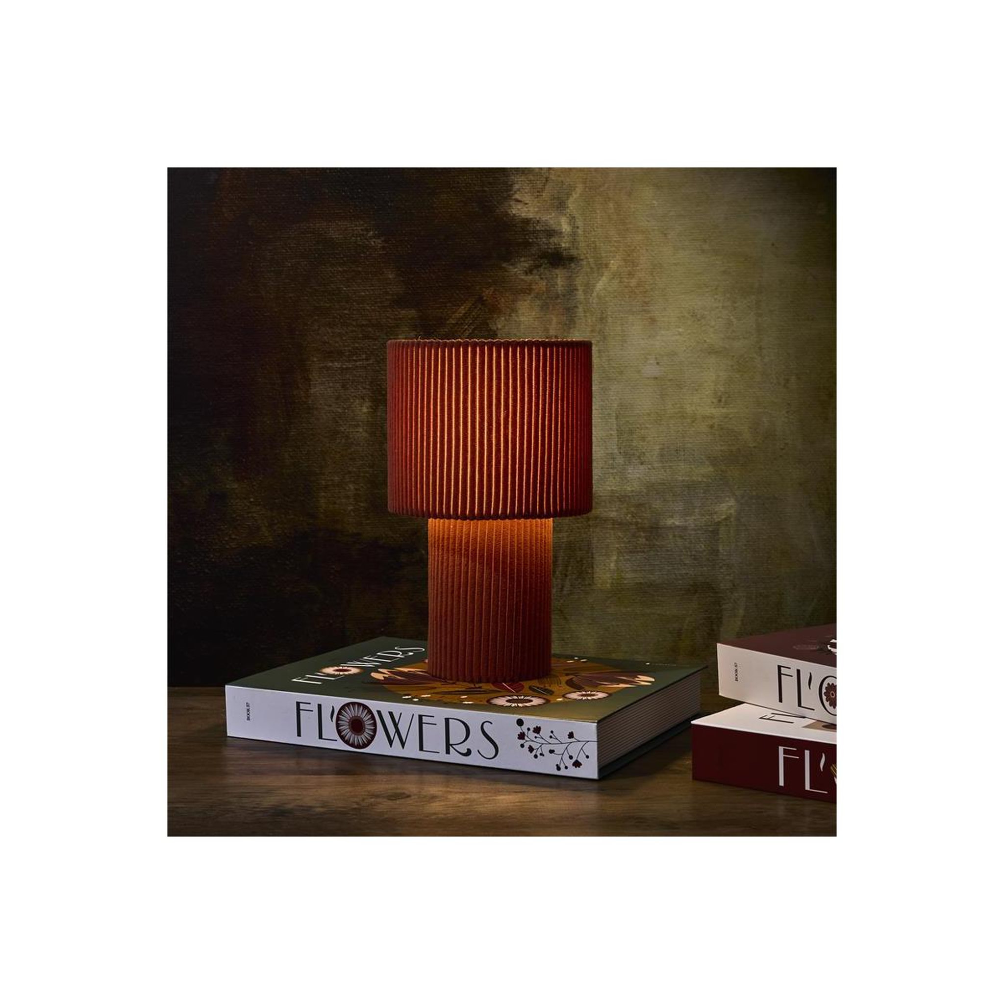 Voir la diapositive 3 : The Home Deco Factory Lampe à Poser en Velours  Côtelé  28cm Terracotta