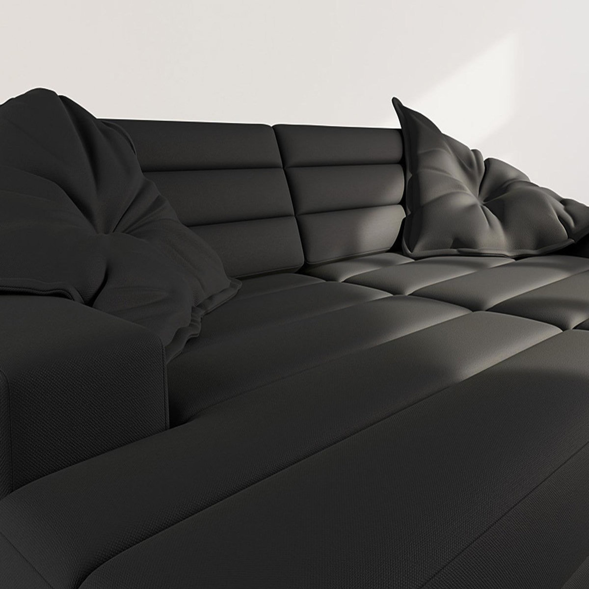 LISA DESIGN Loredana - canapé droit 4 places double méridienne - assise profonde - en tissu texturé