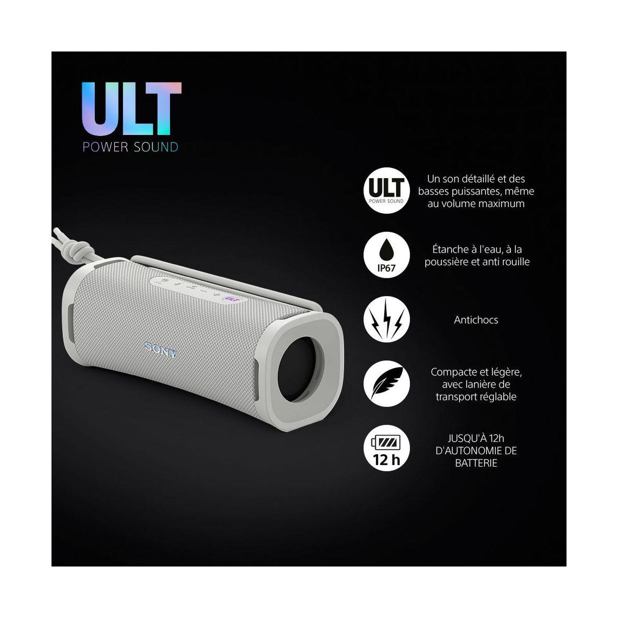 Voir la diapositive 2 : SONY Enceinte portable ULT FIELD 1 Blanc Cassé