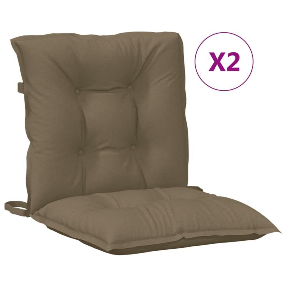 VIDAXL Coussins de chaise a dossier bas lot de 2 taupe melange tissu