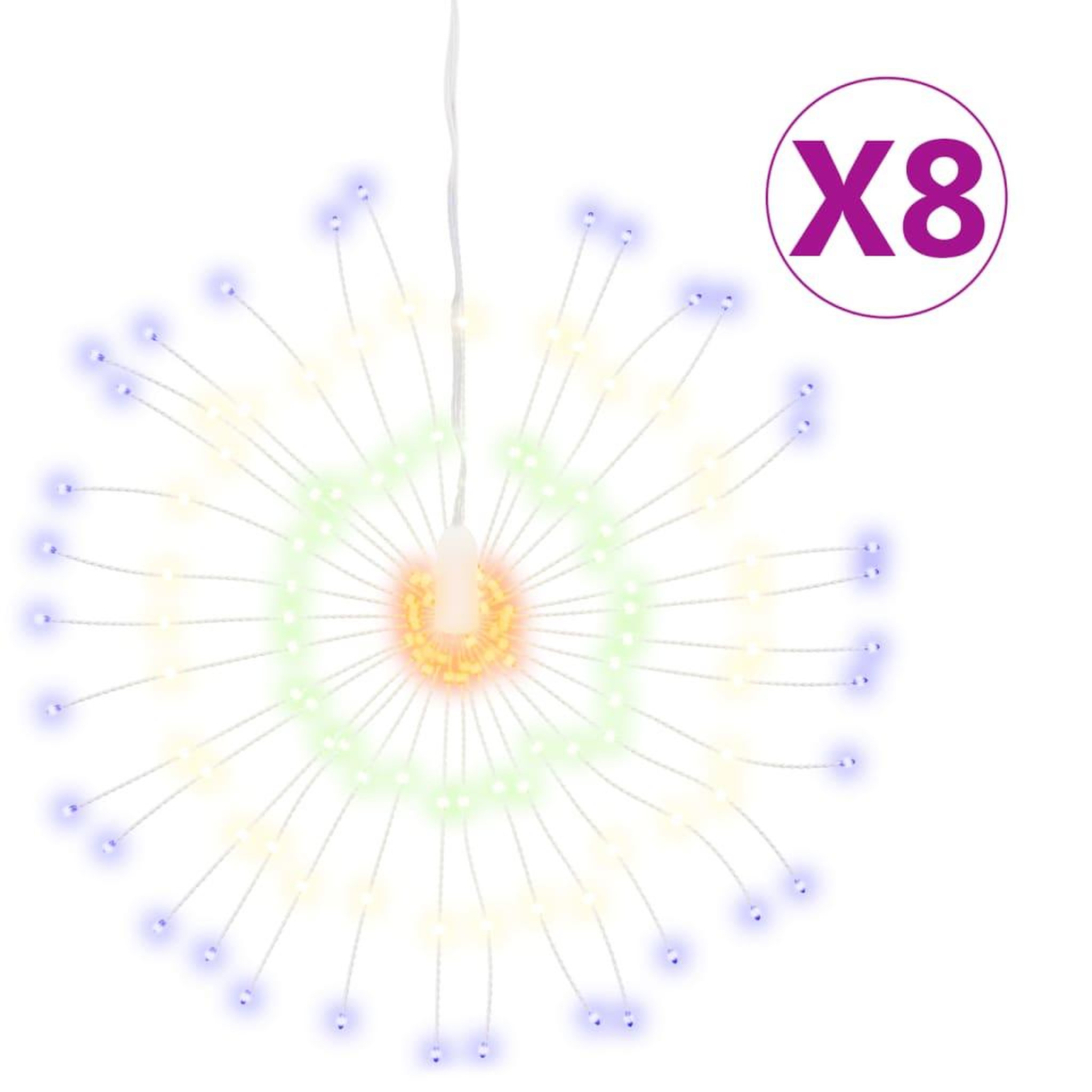 Voir la diapositive 2 : VIDAXL Etoile rayonnante de Noël 140 LED 8 pcs multicolore 17 cm