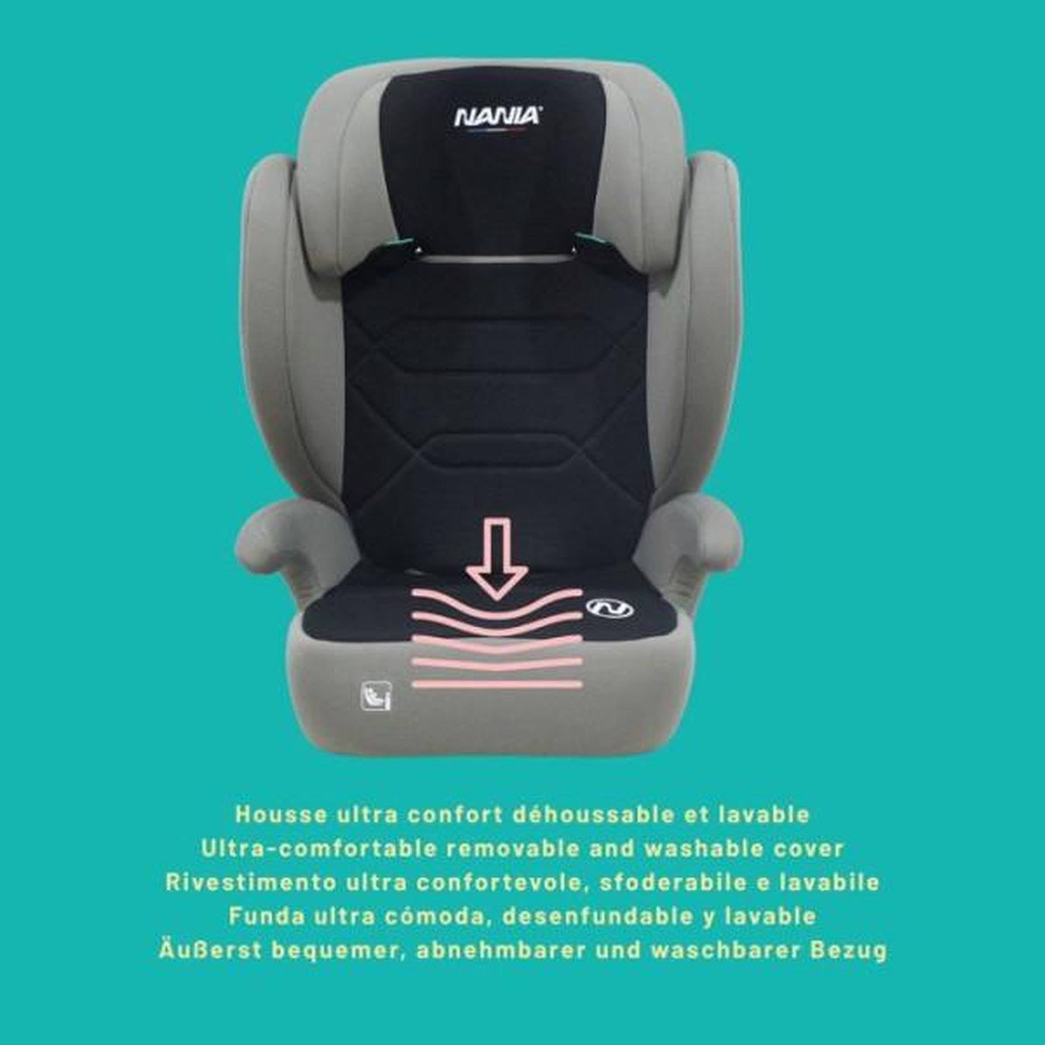 Voir la diapositive 3 : NANIA Siege Auto  - NANIA - Belem - Groupe 2/3 - I-size - 100/150 cm - 4 a 12 ans - Protection Latérale - Appui-tete Réglable - Noir