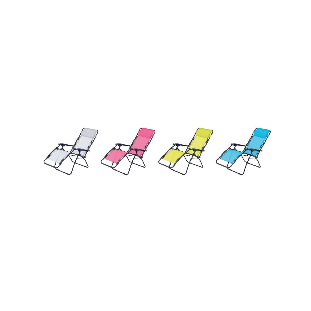 O'Colors Lot de 2 fauteuils relax de jardin - O'Colors - Multi positions - Bleu et rose