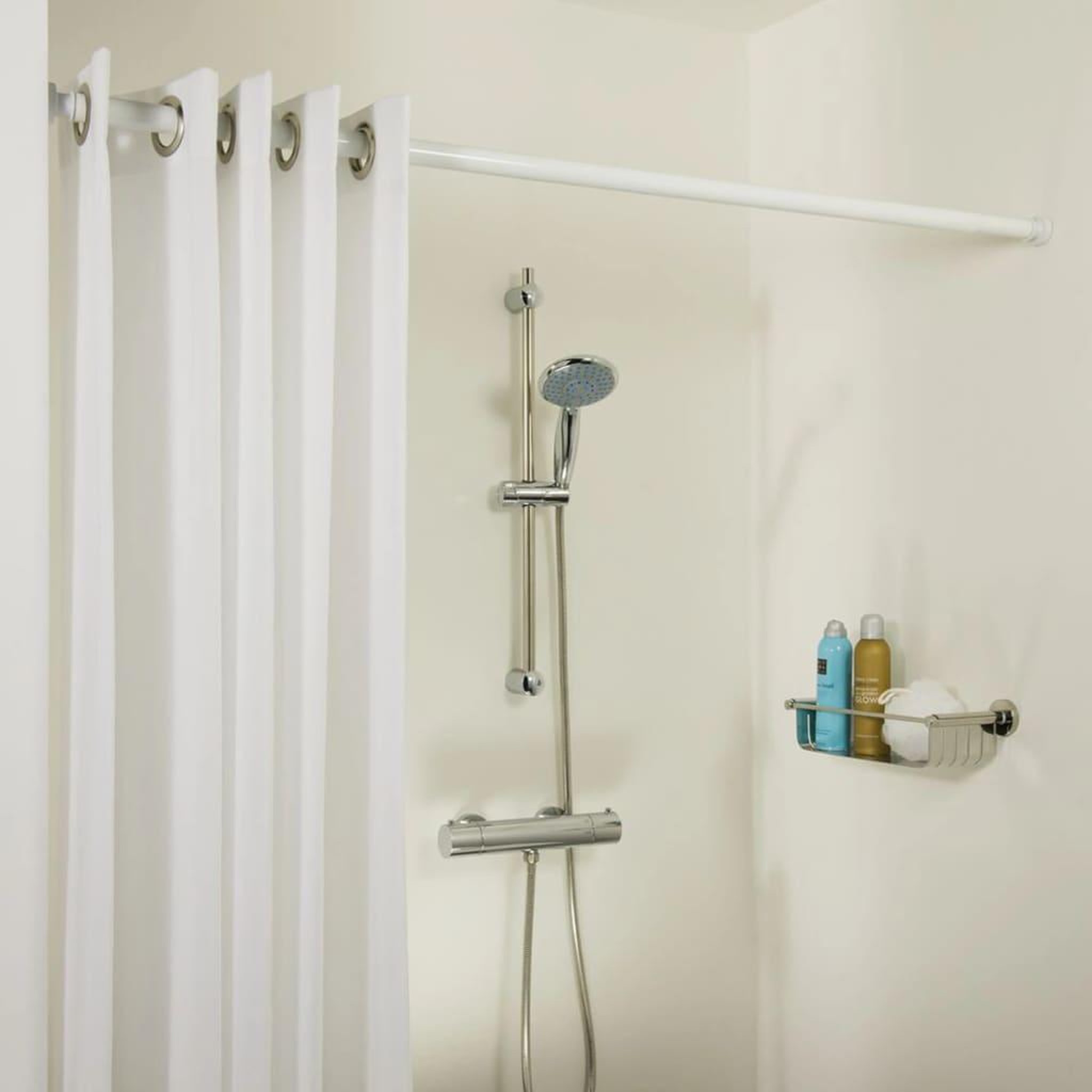 Voir la diapositive 1 : SEALSKIN Sealskin Tringle de rideau de douche telescopique 125-220 cm Blanc
