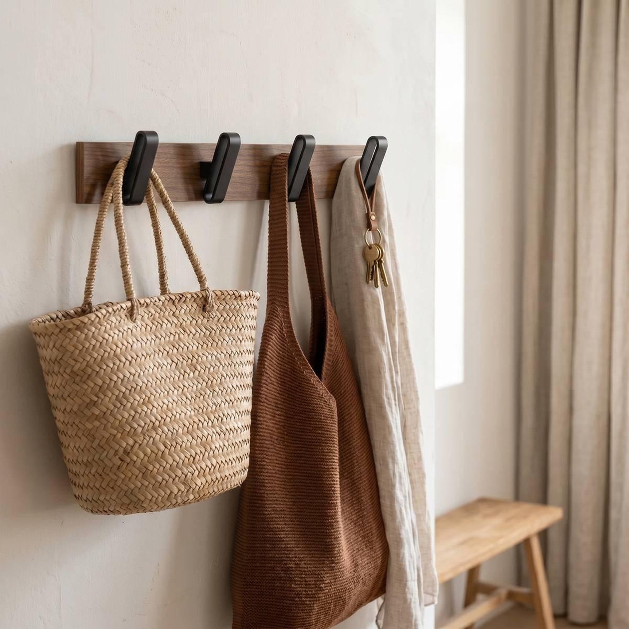 Voir la diapositive 4 : FIVE Patère 4 crochets  nocca  40cm marron