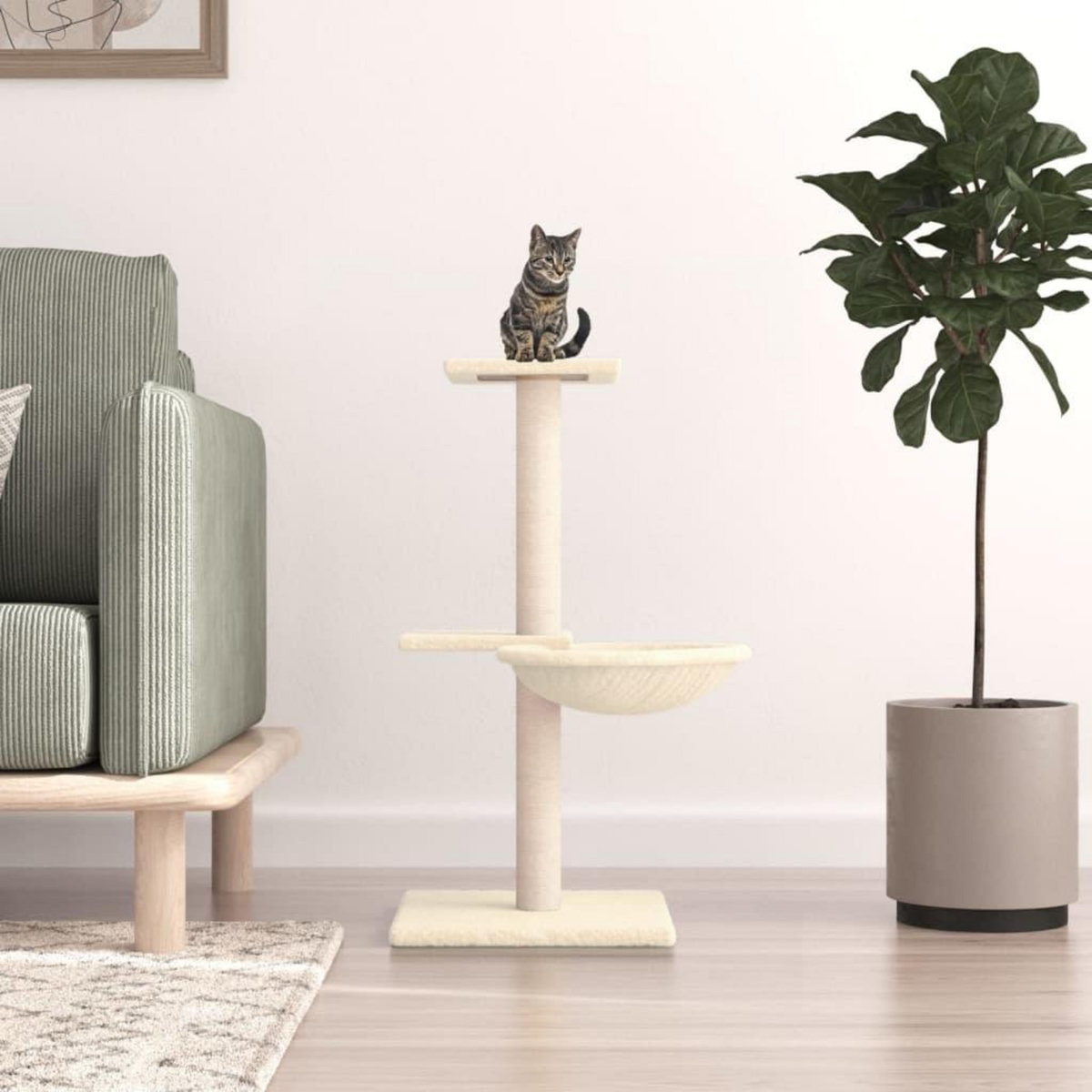 VIDAXL Arbre a chat avec griffoirs en sisal creme 72 cm