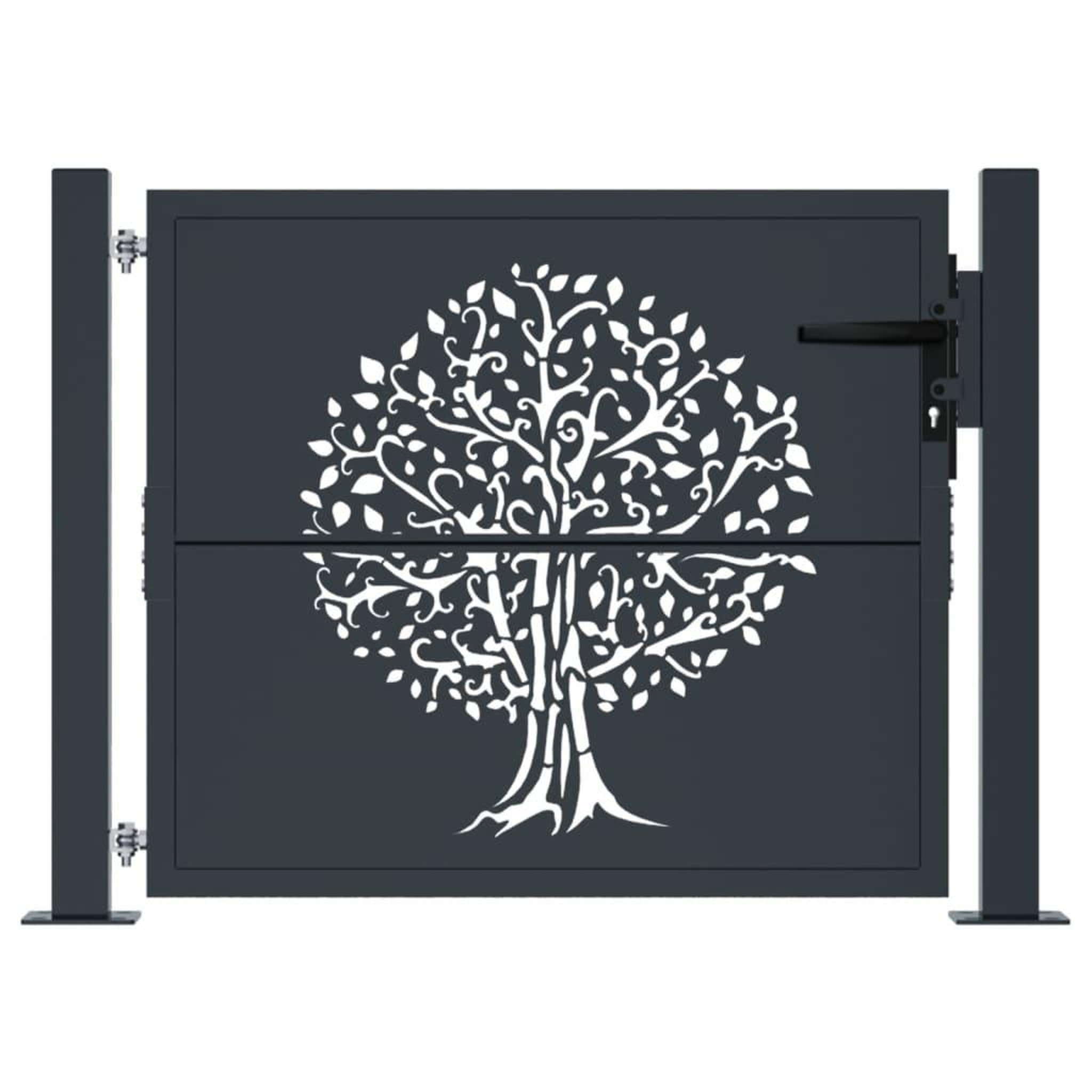 Voir la diapositive 3 : VIDAXL Portail de jardin anthracite 105x80 cm acier conception d'arbre