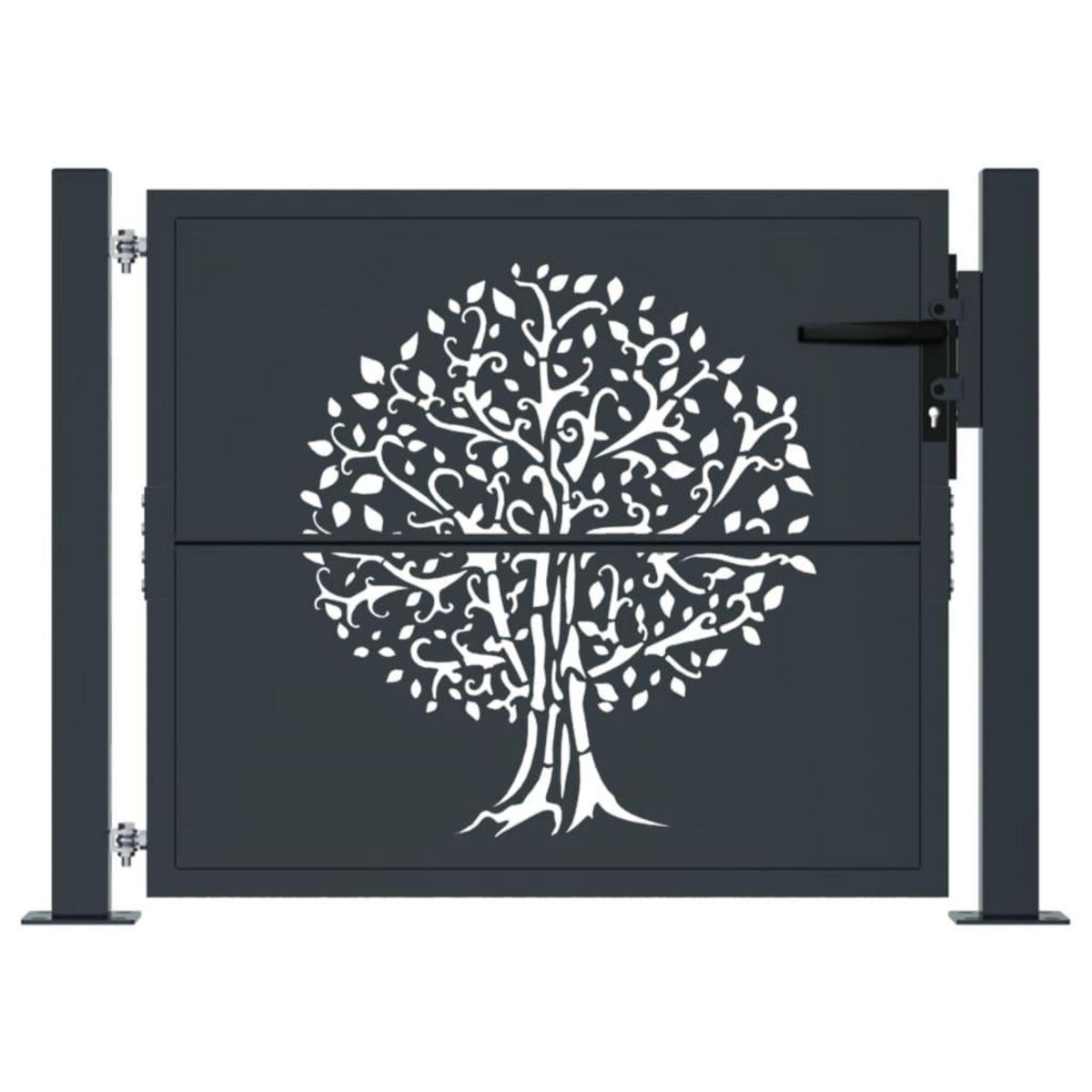VIDAXL Portail de jardin anthracite 105x80 cm acier conception d'arbre