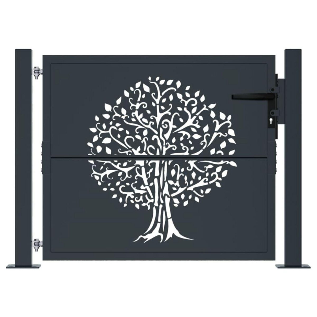 VIDAXL Portail de jardin anthracite 105x80 cm acier conception d'arbre