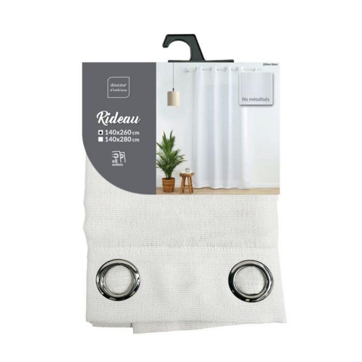 Paris Prix Rideau à Œillets  Zeline  140x260cm Blanc
