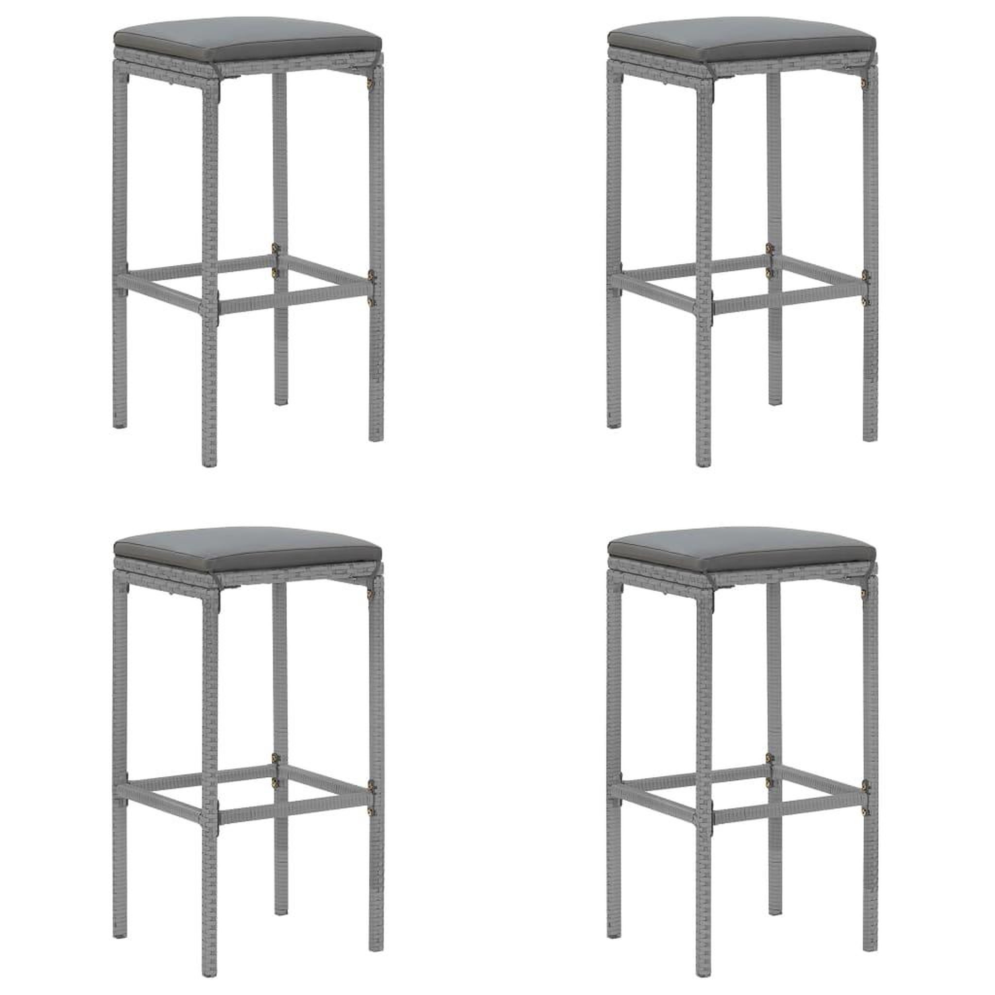 Voir la diapositive 4 : VIDAXL Ensemble de bar de jardin 5 pcs avec coussins gris poly rotin