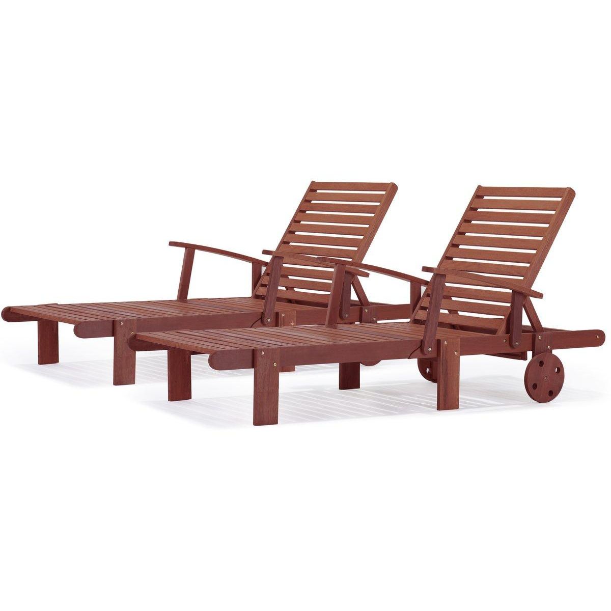 Habitat et Jardin Lot de 2 bains de soleil pliant en bois exotique  Tokyo  - Mahogany - Marron acajou