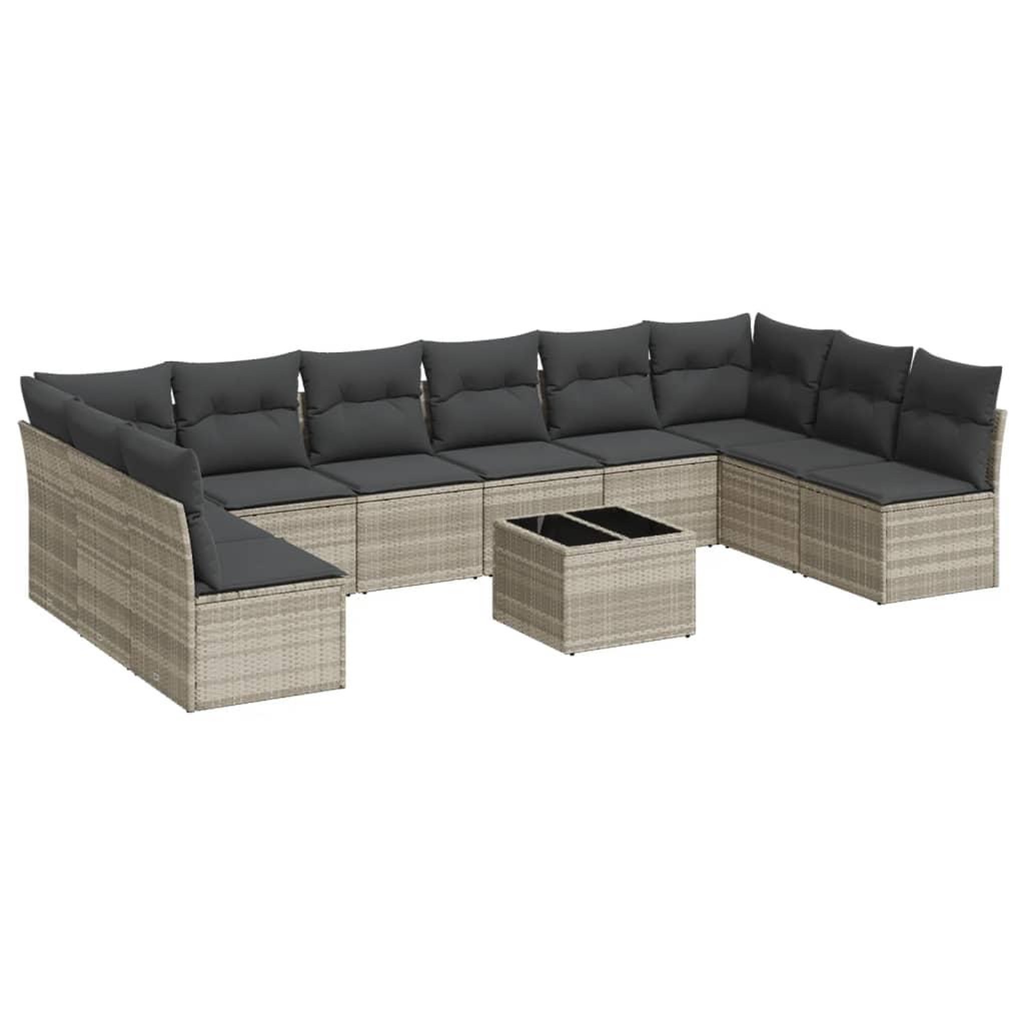 Voir la diapositive 2 : VIDAXL Salon de jardin 11 pcs avec coussins gris clair resine tressee