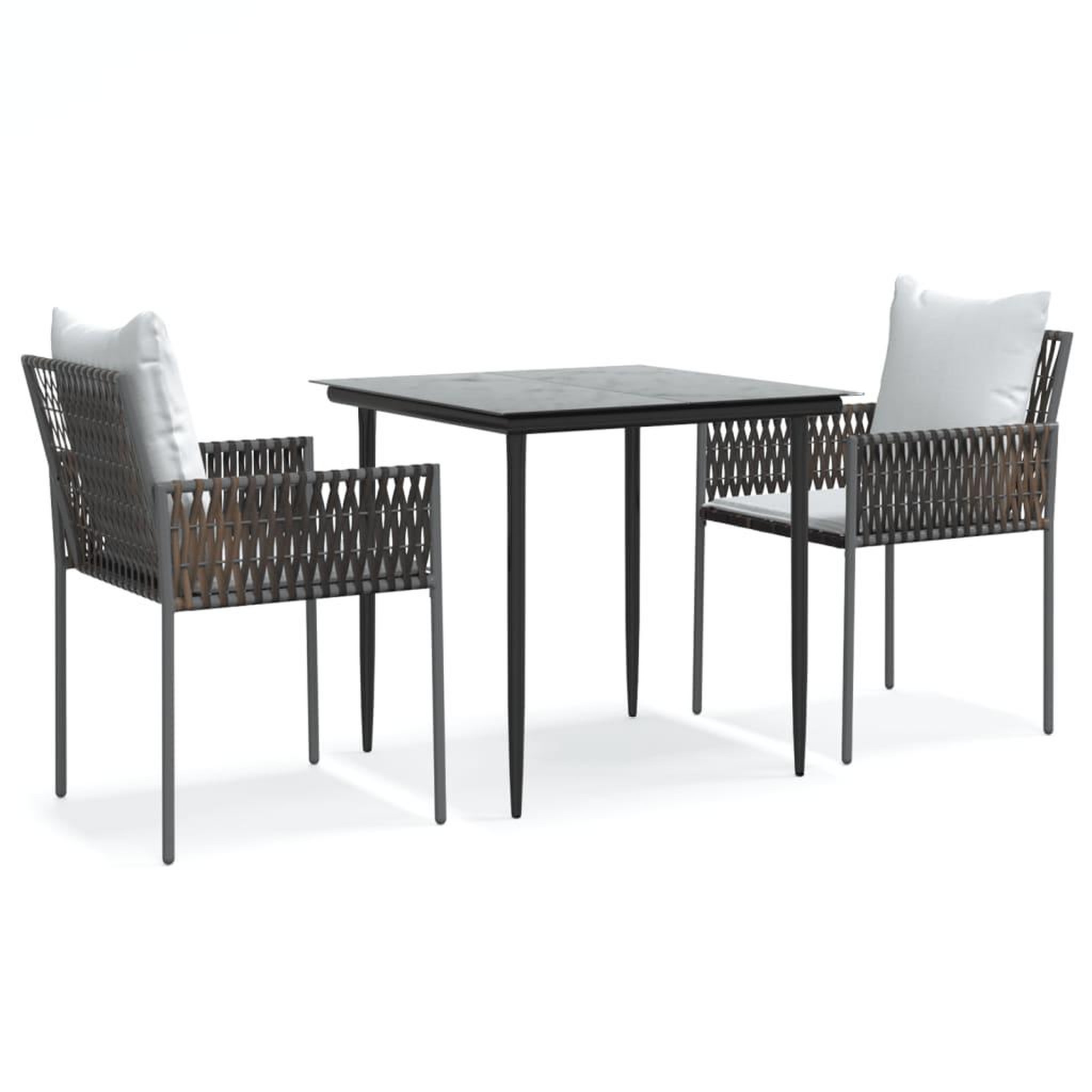 Voir la diapositive 2 : VIDAXL Ensemble a manger de jardin 3 pcs coussins resine tressee acier
