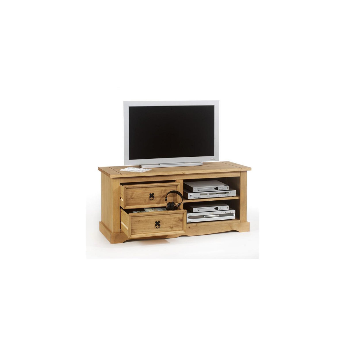 IDIMEX Meuble TV TEQUILA L 120 cm en bois massif - Finition laquée