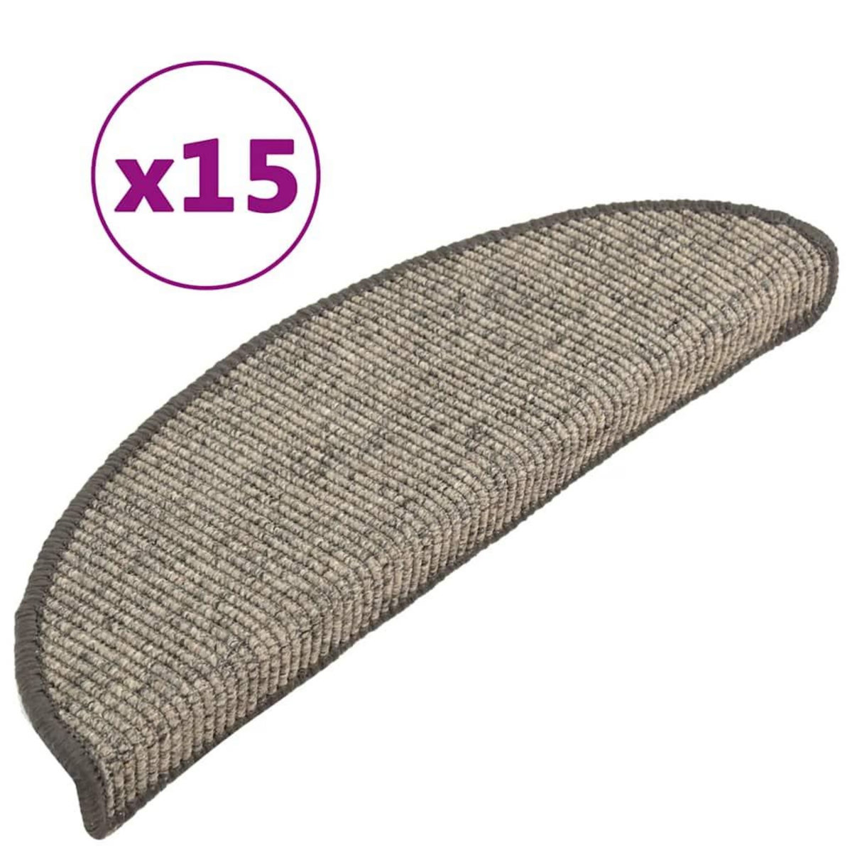 VIDAXL Tapis d'escalier autocollants 15 pcs 56x17x3 cm Beige et gris