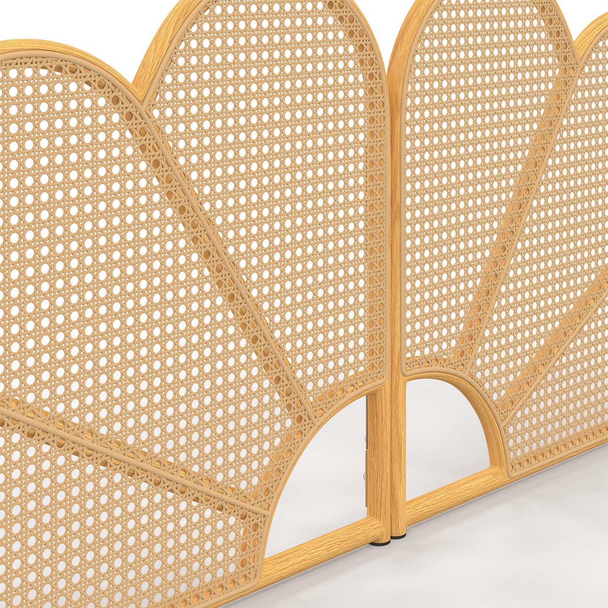 Voir la diapositive 5 : ID MARKET Tête de lit suspendue ivy 160 cm effet rotin et cannage en forme de fleur