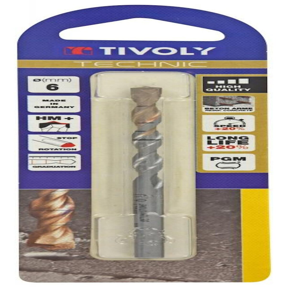 TIVOLY Foret à béton technic slr 6, diam. 6 x 16 cm